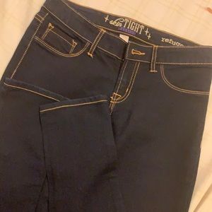 Dark blue denim jeans